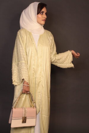 Lime Pearl Work Abaya