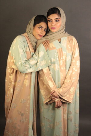 Pastel Foil Print Abaya