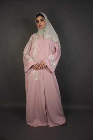 Blush Pink Floral Design Abaya