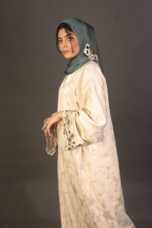 Teal Cut Work Abaya