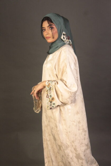 Teal Cut Work Abaya