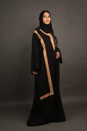 Suede Collar Abaya
