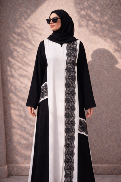 Black Chantilly Abaya