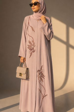 Serenity Embroidered Rose Dusk Abaya